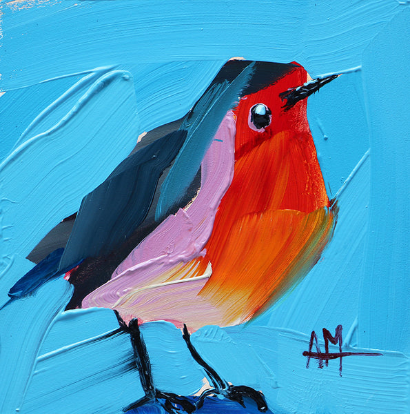 Robin no. 532 Original Oil Painting by Angela Moulton