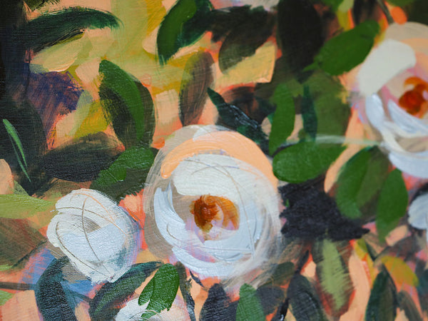 Backyard Garden Roses Original Painting by Angela Moulton