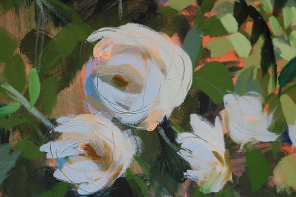 Backyard Garden Roses Original Painting by Angela Moulton