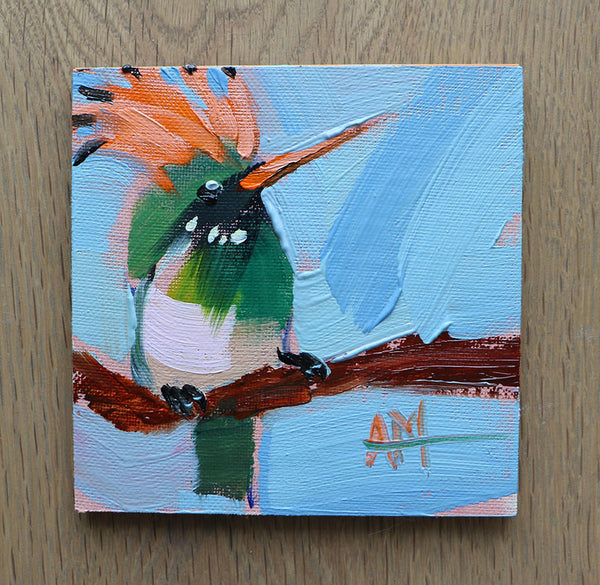 Rufous-Crested Coquette Original Oil Painting by Angela Moulton