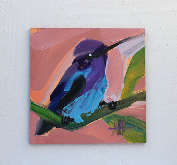 Sapphire-Throated Hummingbird Original Painting by Angela Moulton