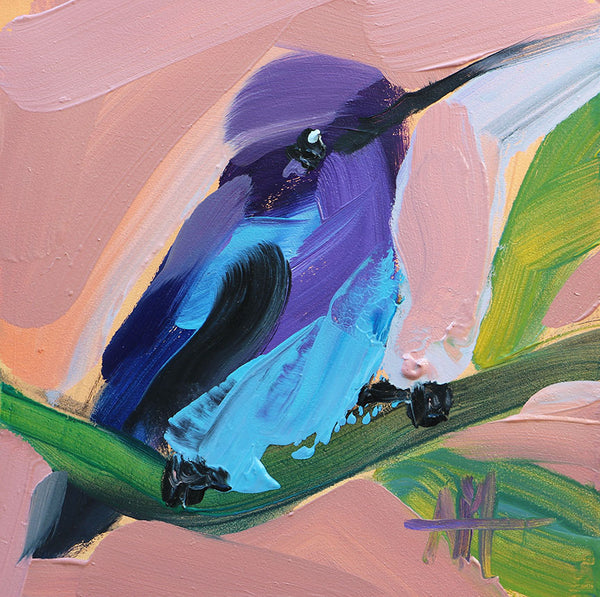 Sapphire-Throated Hummingbird Original Painting by Angela Moulton