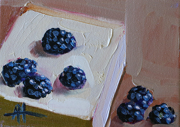 Seven Blackberries Original Painting by Angela Moulton