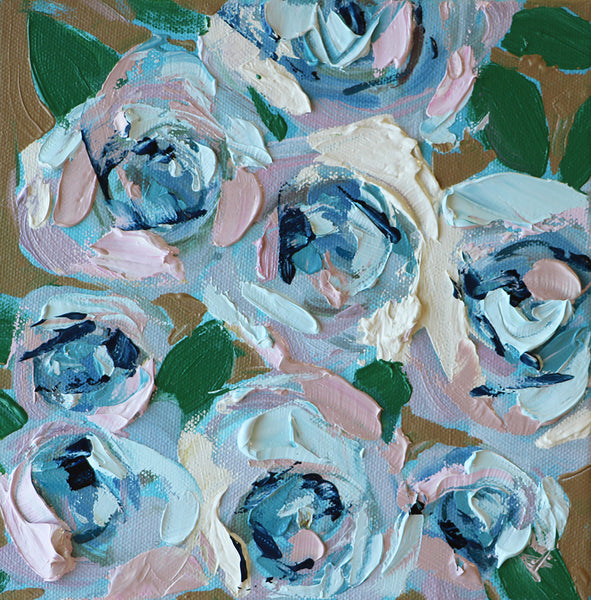 Shades of Blue Roses Original Oil Painting by Angela Moulton