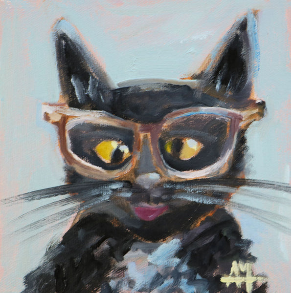 Smarty Cat Original Painting by Angela Moulton