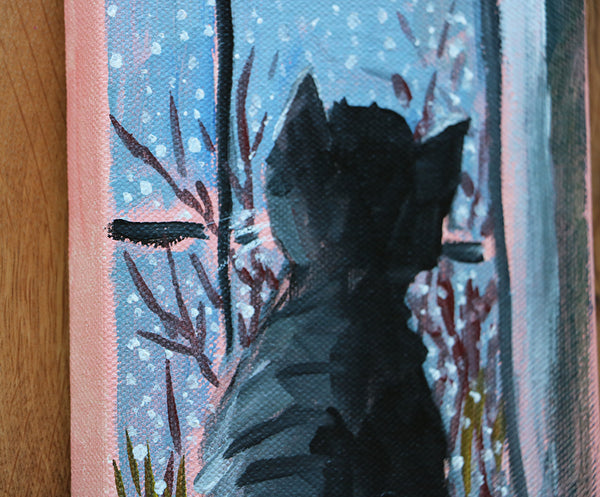 Snowy Day Kitten Original Painting by Angela Moulton