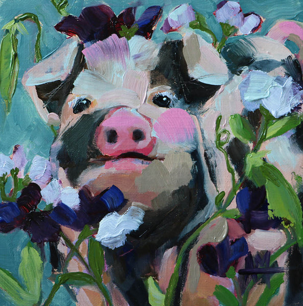 Sweetpea, the Pig Original Oil Painting by Angela Moulton