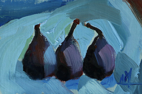 Three Figs on Cloth Original Oil Painting by Angela Moulton