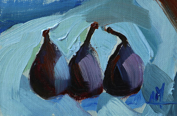 Three Figs on Cloth Original Oil Painting by Angela Moulton