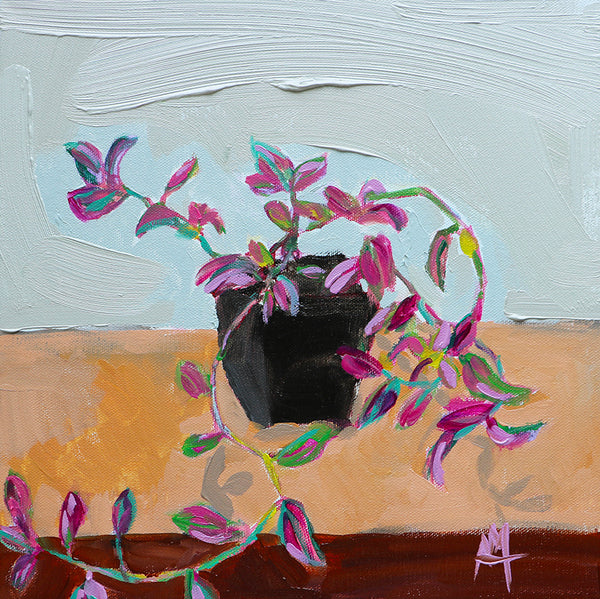 Tradescantia Nanouk Plant in Pot Original Painting by Angela Moulton