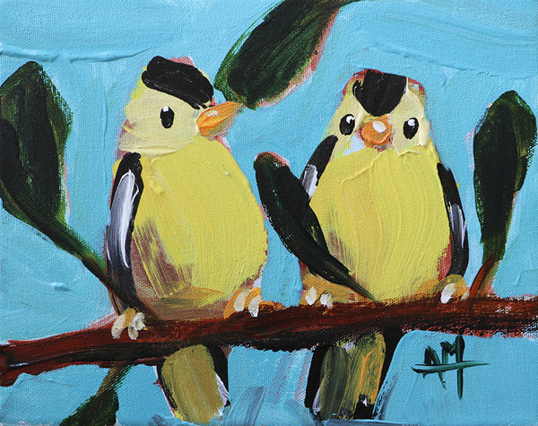 Two Goldfinch no. 180 Original Painting by Angela Moulton