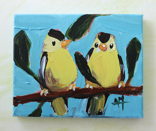 Two Goldfinch no. 180 Original Painting by Angela Moulton