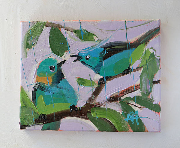 Two Green-Headed Tanagers Original Painting by Angela Moulton