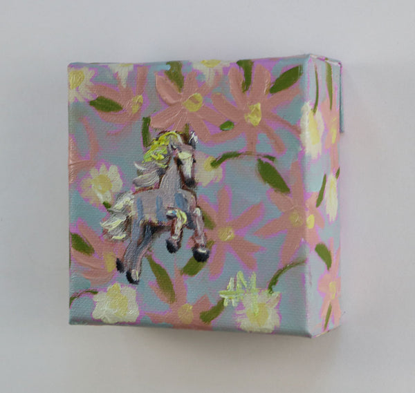 Prancing Pony with Flowers Original Painting by Angela Moulton