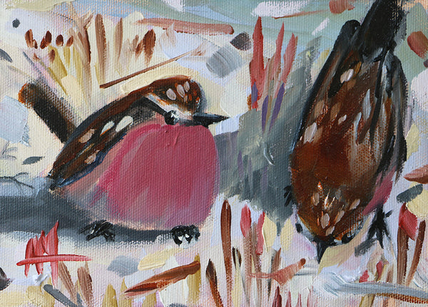 Winter Wrens Original Oil Painting Angela Moulton