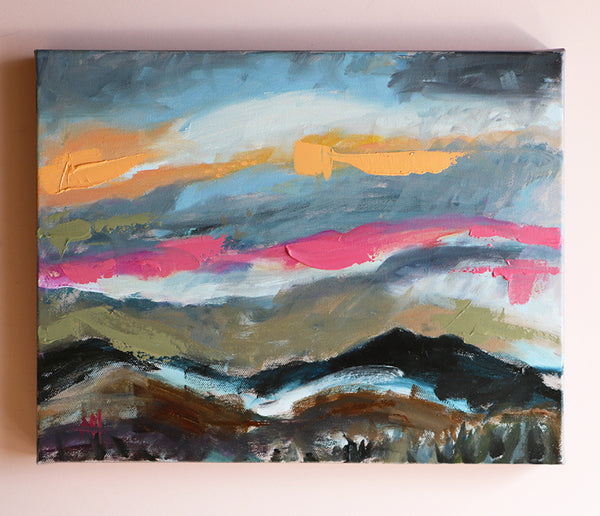 Mountain Sunset Original Oil Painting Angela Moulton
